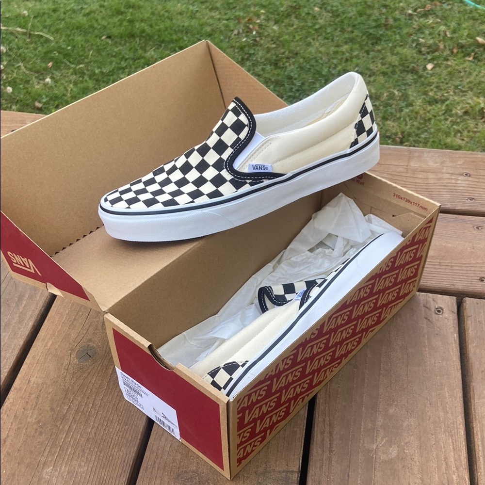 Vans Black and White Checkered Slip-On Shoes